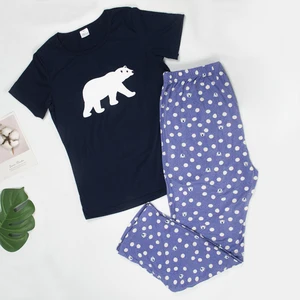 2020 пижамный комплект женские свободные пижамы короткий рукав + длинные брюки летняя одежда для сна Хлопковая женская домашняя одежда для отдыха с героями мультфильмов