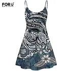 Женский сарафан-трапеция FORUDESIGNS, женское сексуальное облегающее платье с открытой спиной и бретельками, одежда, летние пляжные винтажные платья из гибискуса