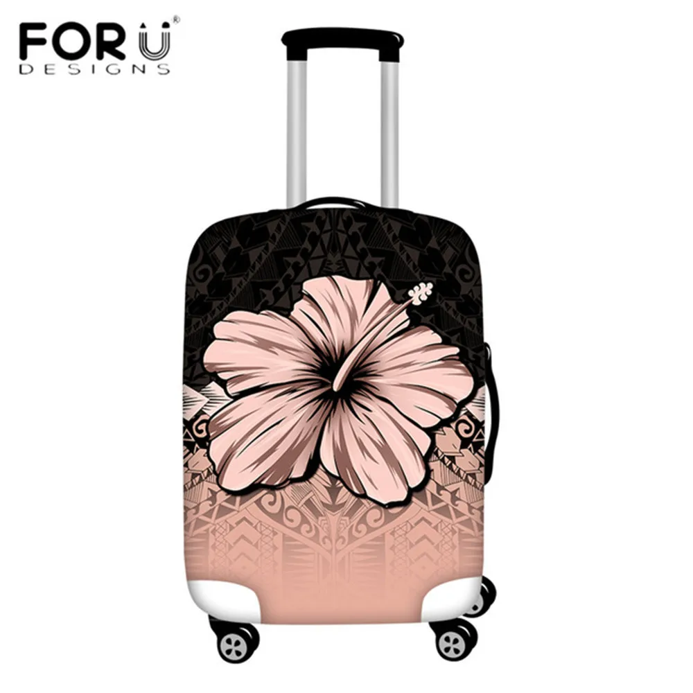 

FORUDESIGNS Polynesian Hawaii Hibiscus Flower Printed Trolley Baggage Travel Bag Covers Elastic Protection Suitcase Case Stylish