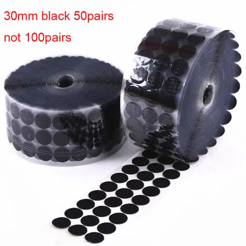 30mm Black 50pair Белый, черный, 10 мм, 15 мм, 100 пар, клей, крючок и петли, наклейка, крепкая, самоклеющаяся, точечная, нейлоновая, водонепроницаемая, клейкая, крепежная лента - Цвет: 30mm Black 50pair