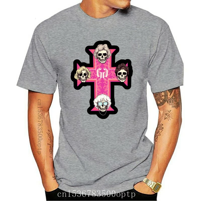 

Новая Черная футболка для девушек с карикатурой «Золотые пистолеты и розы»