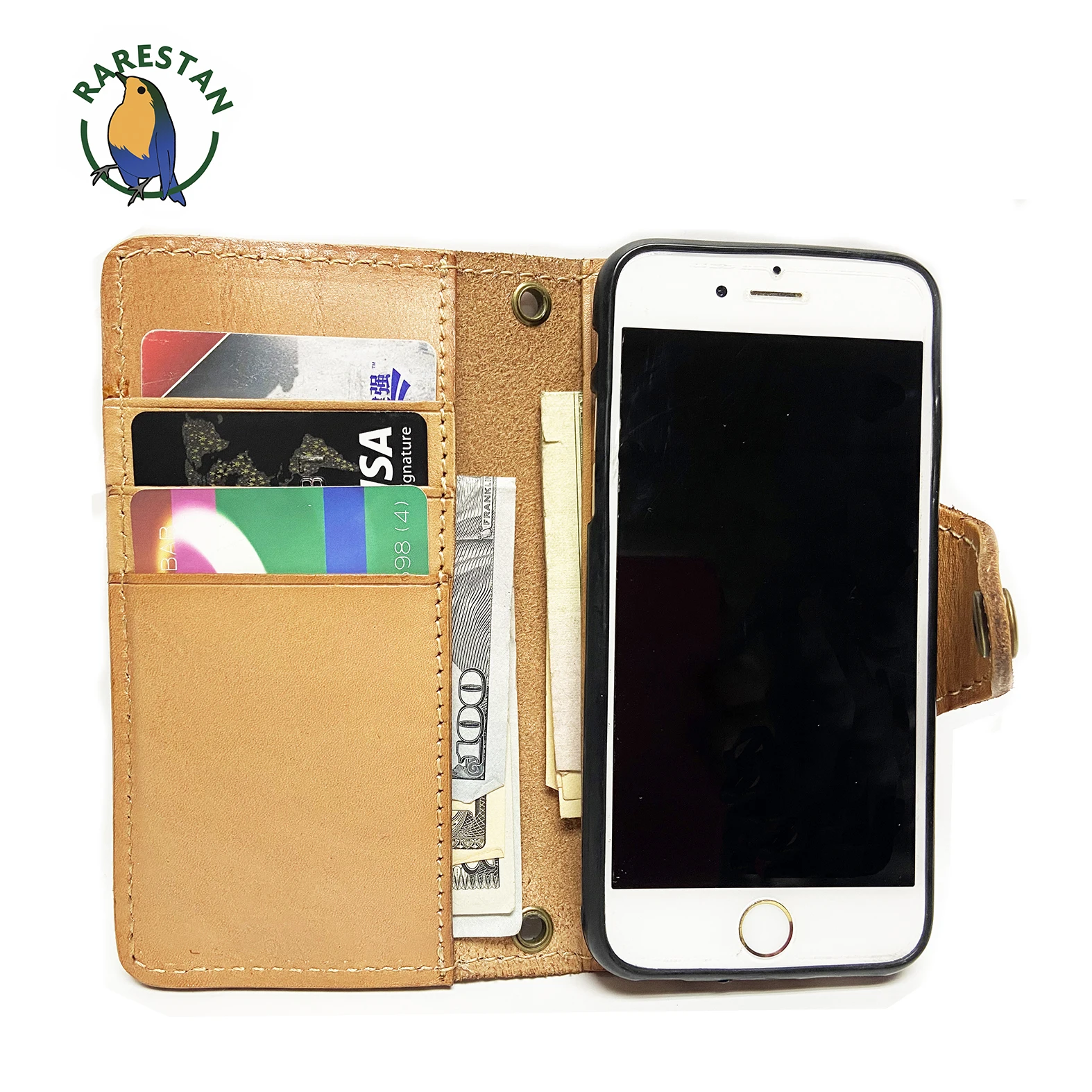 

RARESTAN Cowhide Leather Mobile Shell Leather Cover Leather Cellphone Card Case Wallet for Iphone 6 /6S/7/8