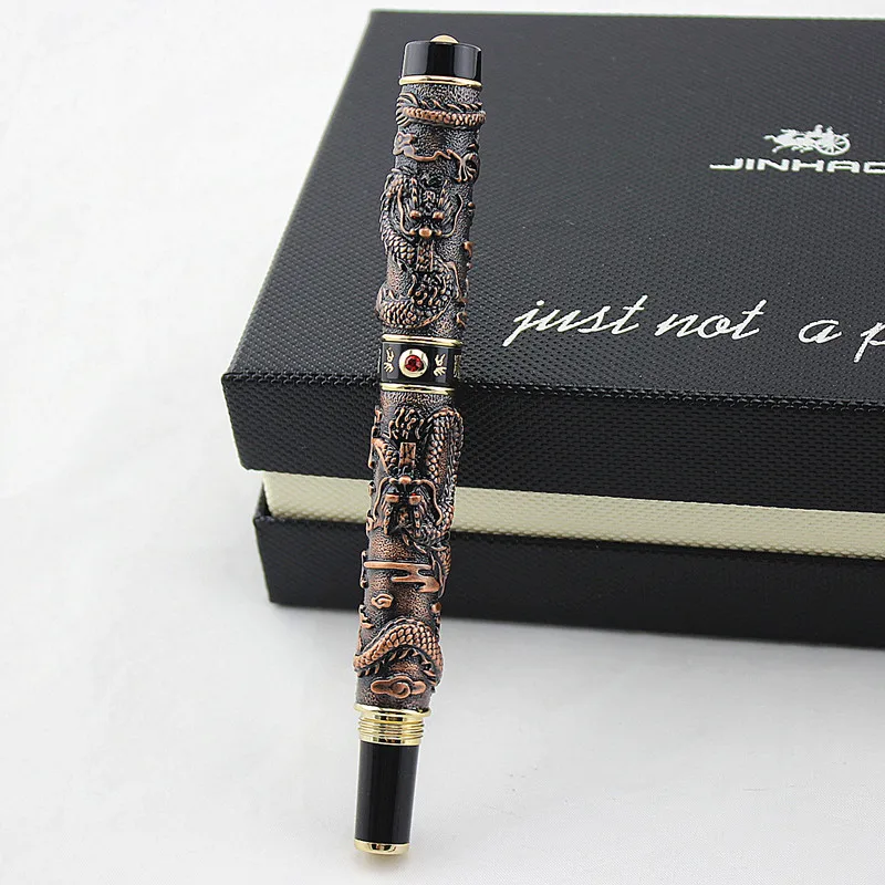 Jinhao двойной дракон/змеиная винтажная Роскошная авторучка/ручка держатель полностью Металлическая резьба тиснение Тяжелая Подарочная Ручка Коллекция - Цвет: Y