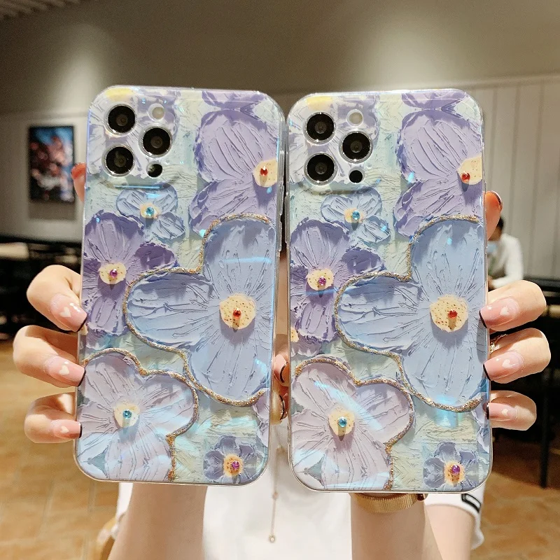 

Color Long Stay Glossy Phone Case for Iphone 12pro 12promax 11pro 13promax Morifolium Flora Coque Xr Xsmax Se2020 Fundas