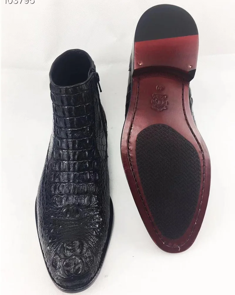 Мужские зимние ботинки ручной работы из натуральной крокодиловой кожи с низким
