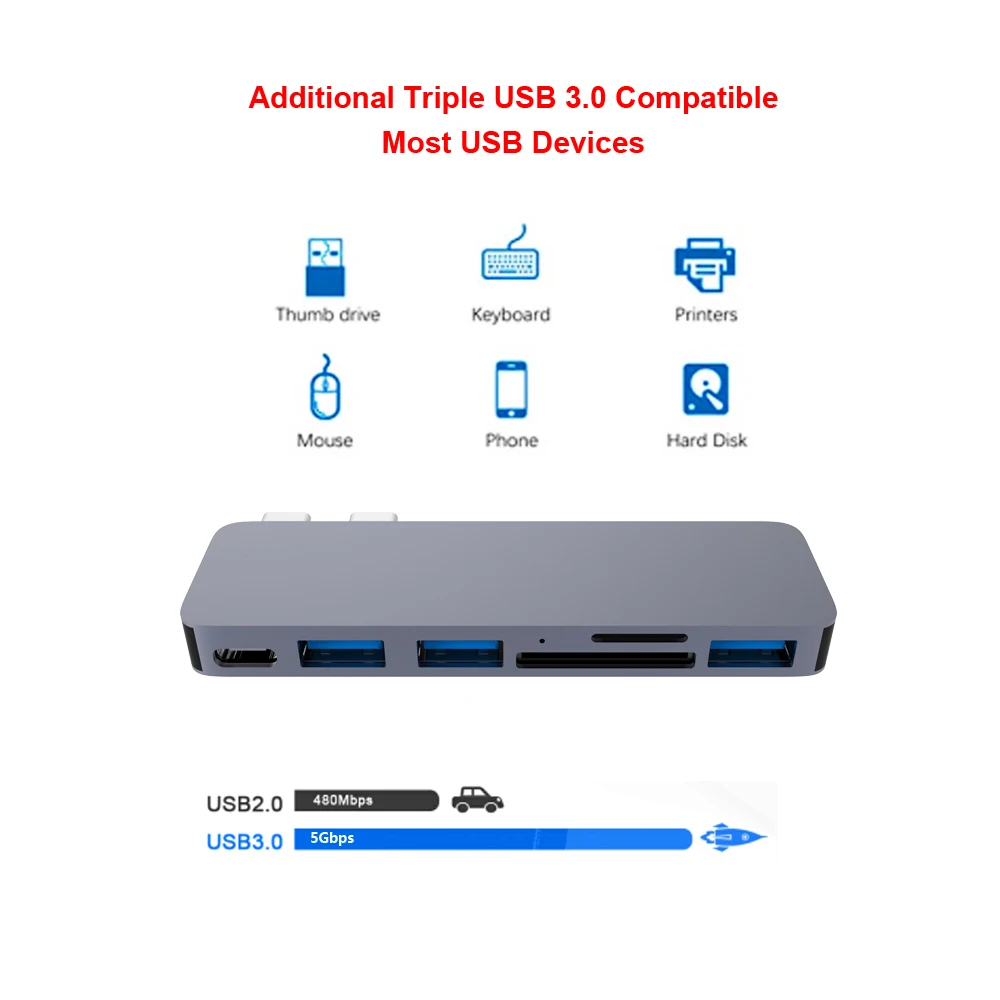 usb c разветвитель Док-станция thunderbolt 3 dual на * USB 0/sd-карта/micro sd карта/thunderbolt3 для macbook