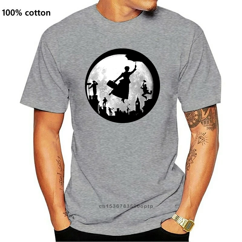 

Новинка, футболка с изображением Мэри поппин, Луны, Лондона, крыши, сказочный принт, высокое качество, цифровой фильм, футболка европейского ...