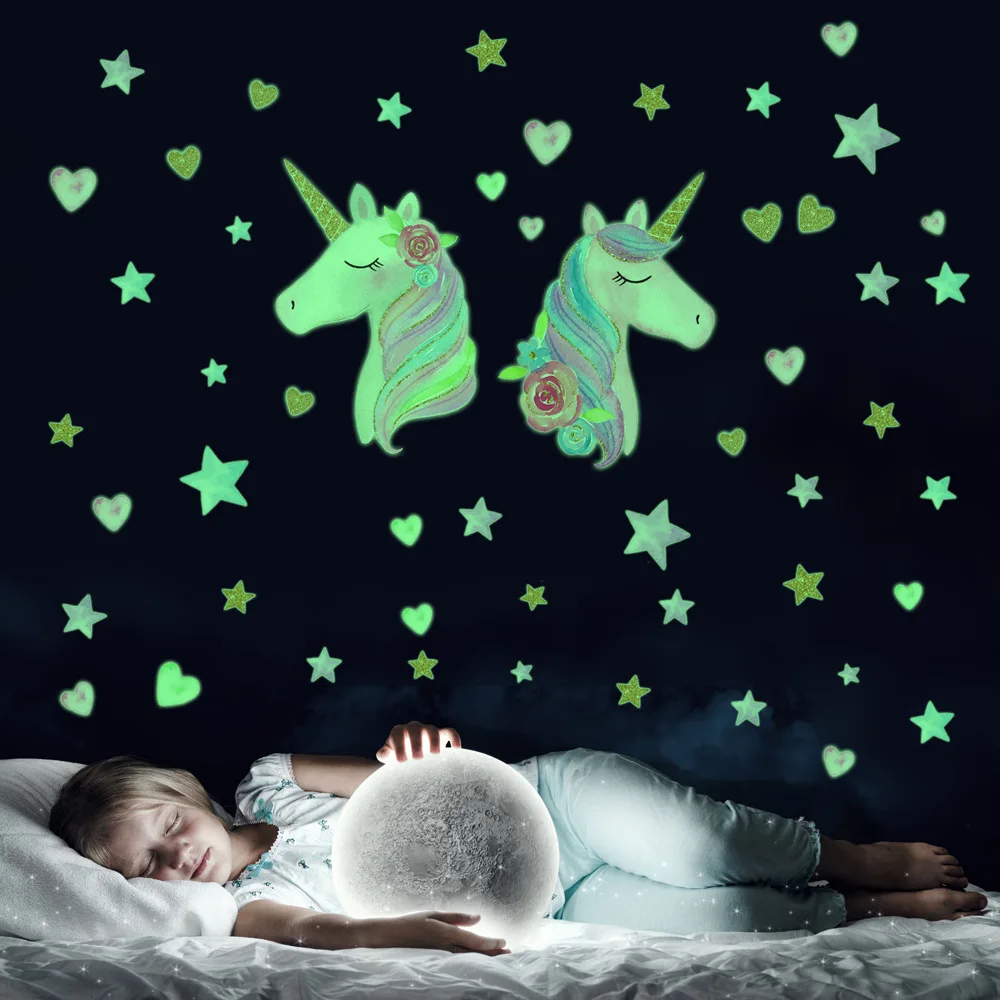 

Unicorn Decoration Luminous Wall Sticker for Kids Rooms Home Decor Fluorescent Stars Art Wall Decals Glow in the Dark Stickers