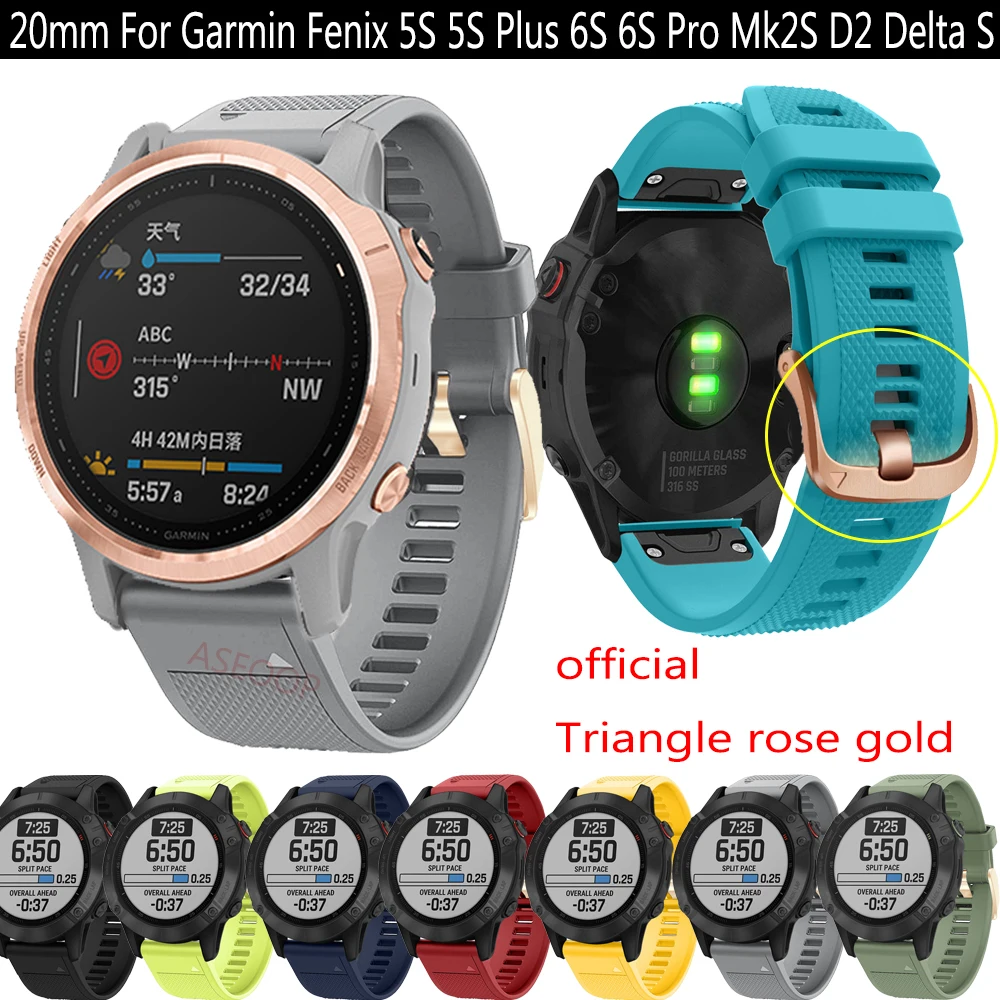 

Сменный силиконовый ремешок для Garmin Fenix 5S, официальная Пряжка из розового золота для смарт-часов Fenix 6S/6S Pro/спуск Mk2S/D2 Delta S