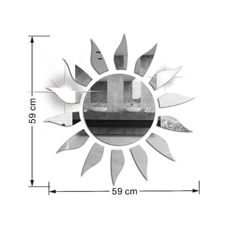 

Wall Sticker Room DIY Sticker Mirror For Home Room Wall TV Cabinet Ceiling Art Decor Removable Mirror Shape Modern Sun House