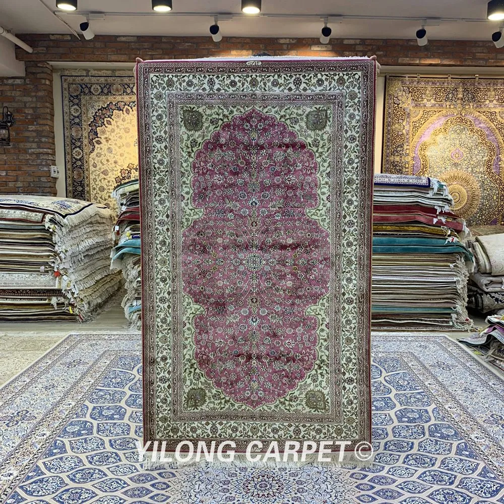 

Ковер Yilong, 3,1 х 5,2 дюйма, ковер ручной работы из шелка, для гостиной, УЗЕЛКОВЫЙ ковер ручной работы (YXR348B)