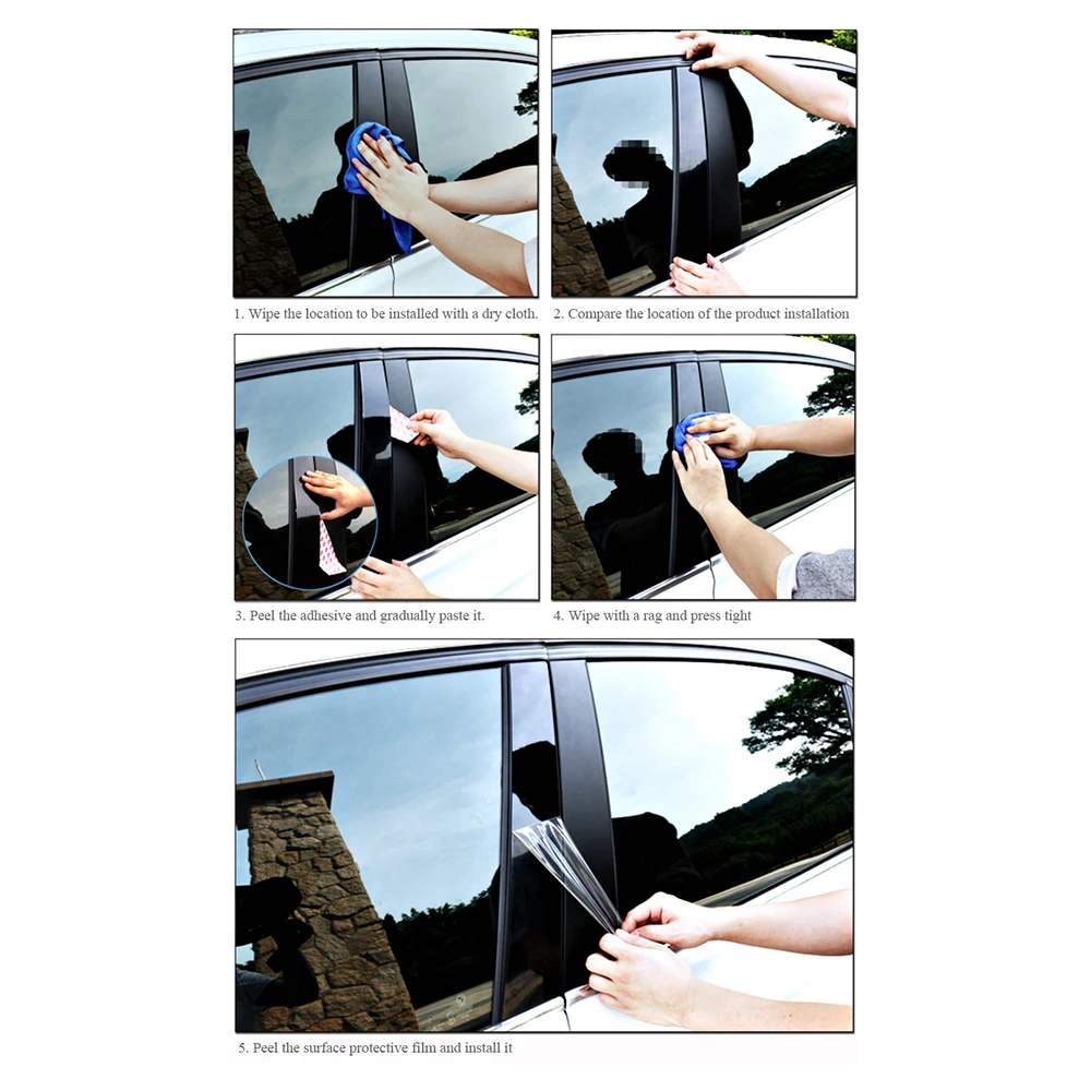 

8pcs/Set Black Mirror Effect Car Window Pillar Posts Cover Trim For Honda HRV HR-V 2016-2020 Car Sticker Exterior Parts