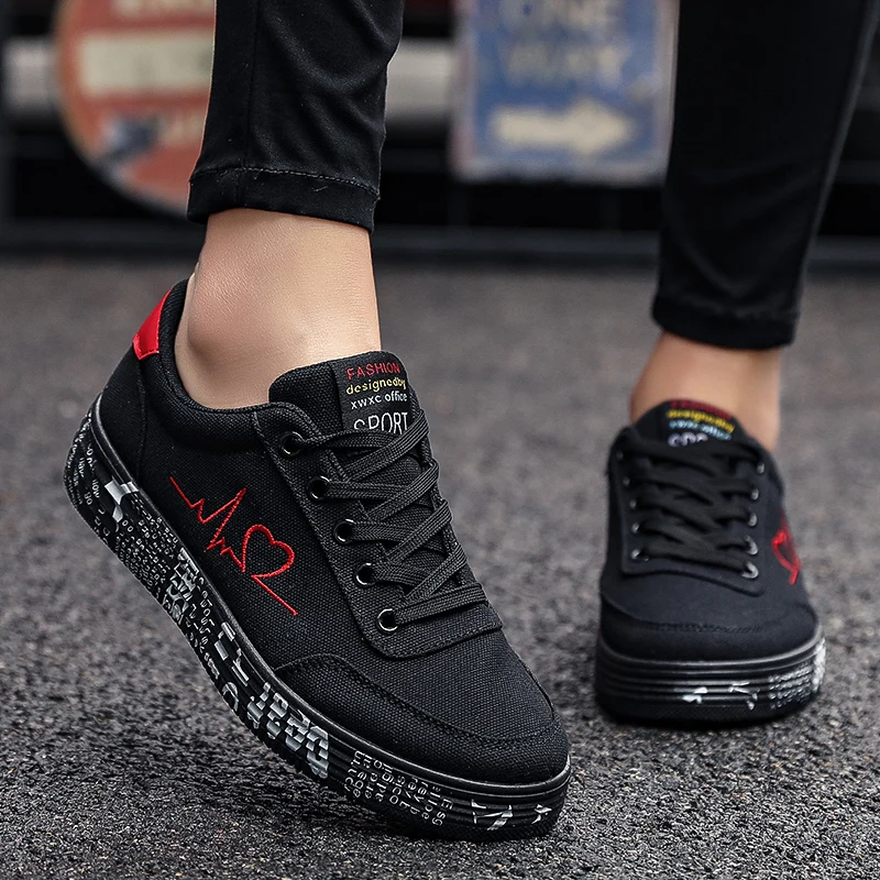 

2020 Fashion Women Vulcanized Shoes Sneakers Ladies Lace-up Casual Shoes Breathable Canvas Lover Shoes Graffiti Flat