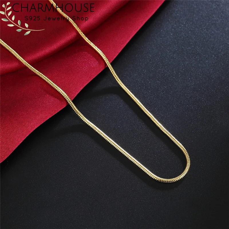 Charmhouse желтое золото цвет позолоченное ожерелье для женщин мужчин 2 мм змея