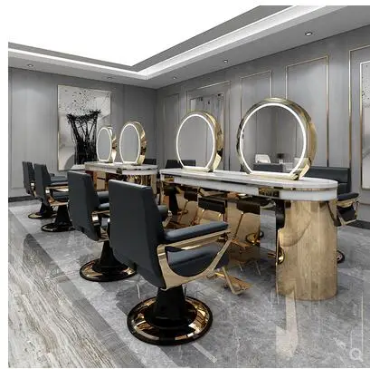

Barbershop web celebrity wireless charging double-sided mirror Hair salon with light ironing and dyeing table Hair salon with ca