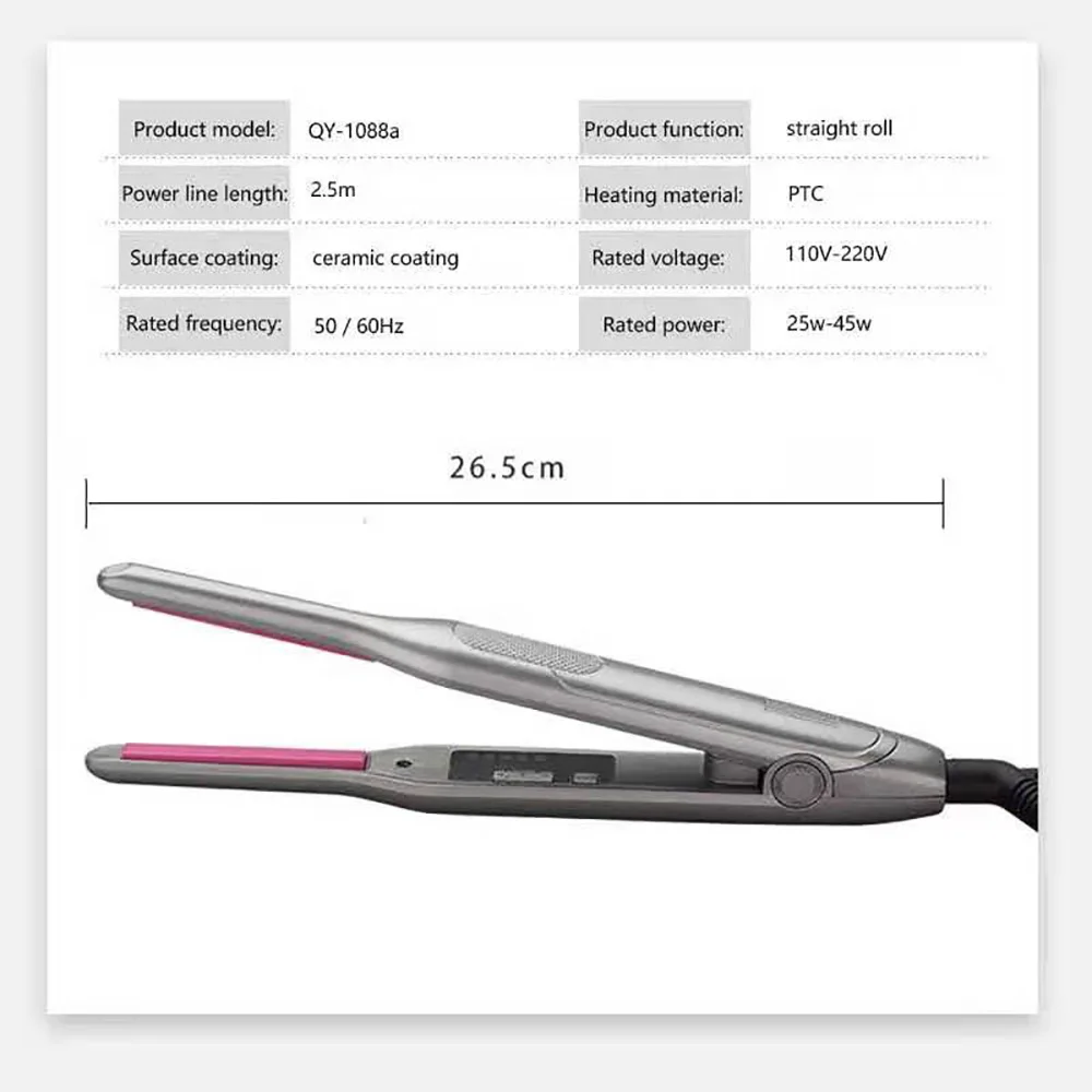 

Straightener Curling Iron Hair Curler Portable 2 In 1 Ceramic 8mm Slim Plate Mini Hair Straightener Iron Hair Rollers Curlers