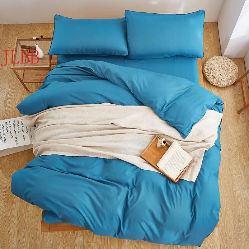 

waterblue bedding set Solid duvet cover set Microfiber bedclothes grey bed linens AB side bed set Adult 3 or 4pcs flat sheet bed