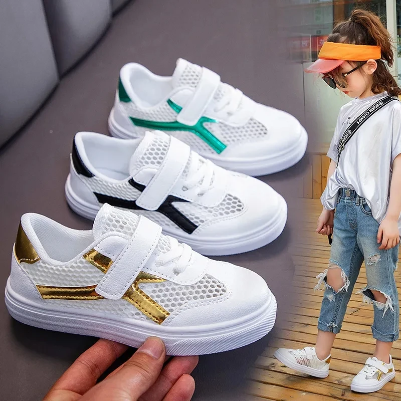 

Spring and Autumn Boys' 2021 New Children's Hollow Sports Casual Shoes Light and Breathable Girls' Small White Shoes