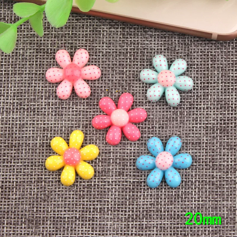 

Polka Dots Style Spring Flower Resin Cabochons DIY Jewelry Findings Ornaments Girl Hair Jewelry Clay Beads Charms DIY 50pcs