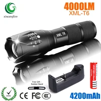 led rechargeable flashlight xiwangfire xml t6 linterna torch 4000 lumens 18650 battery outdoor camping powerful led flashlight