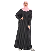 russian fashion plus size comfortable striped long sleeved casual long skirt abaya muslim women dress islamic ethnic dress