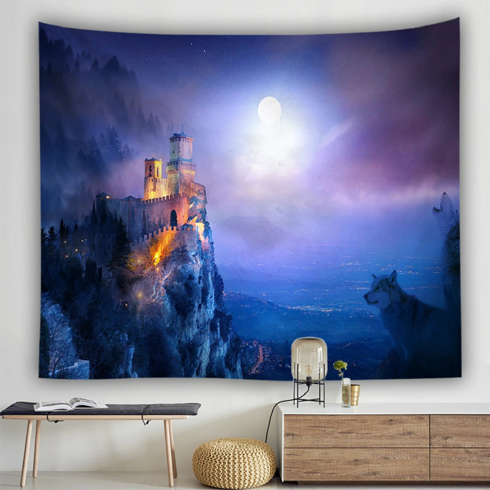 Животные Печатный гобелен настенный волчий узор фон из ткани художественное