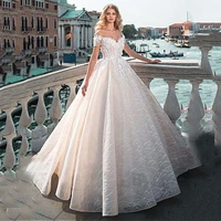 vintage ball gown wedding dress 2022 off the shoulder lace beading bridal dress 3d flowers appliques princess wedding gowns