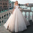 Винтажное бальное платье, свадебное платье 2022, кружевное женское платье с открытыми плечами и 3D цветочной аппликацией, свадебные платья принцессы