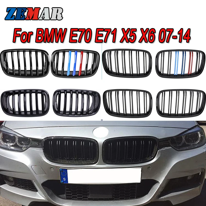 ZEMAR карбоновые/черные грили переднего бампера для гонок почтальонки BMW X5 E70 X6 E71 2007