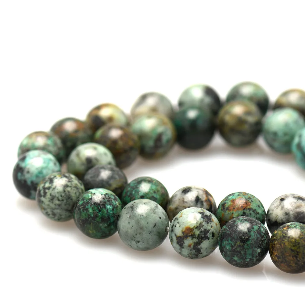 Натуральные африканские бирюзовые бусины круглые россыпью из камня для