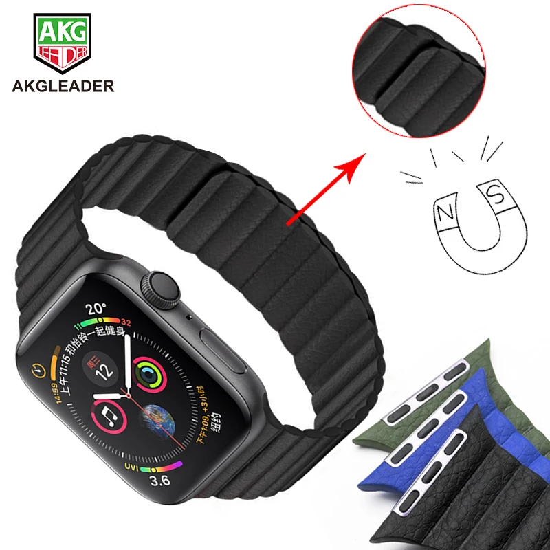 Новые 40/44 мм, ремешок для наручных часов Apple Watch Series 5 4 Нержавеющая сталь Магнитная застежка кожаный ремешок для наручных часов для Apple Watch Series 1 2 3