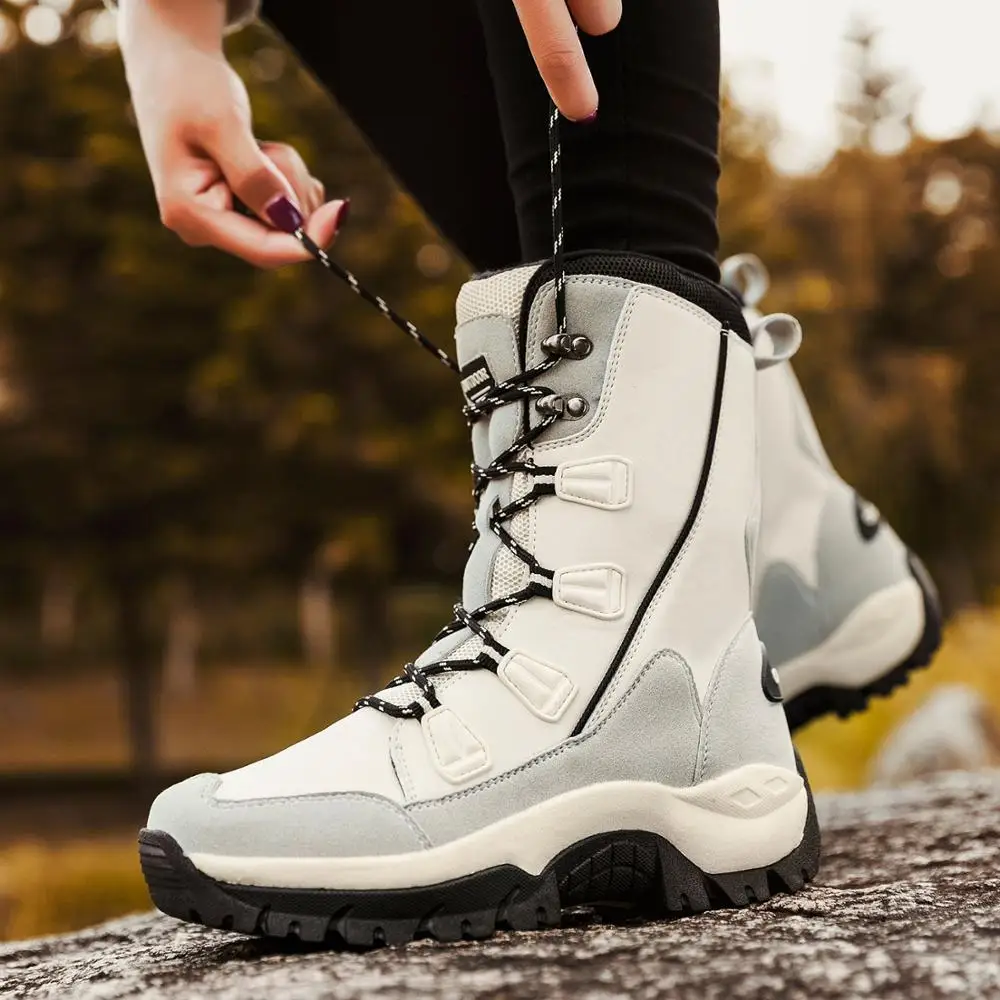 Ковбойские сапоги для женщин зимние из свиной кожи на меху теплые женские белые