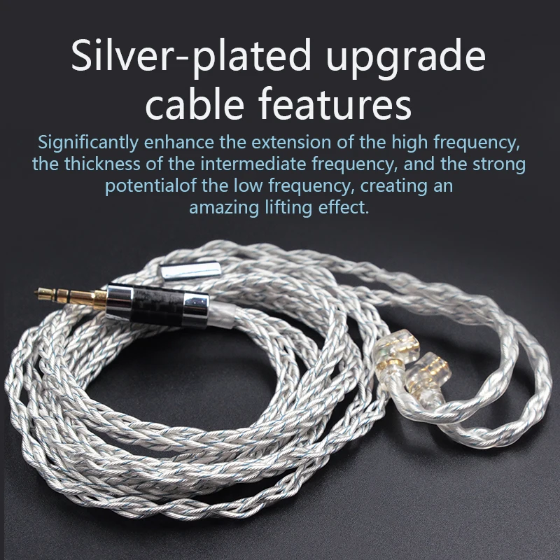 

KZ Earphone 8 Core Cable Silver Blue Hybrid 784 cores Silver plated Upgrade Cable For KZ ZSX ZAX ZS10 PRO ZSN PRO C12 CA16 C10