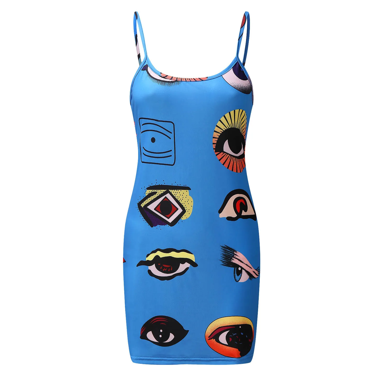 Женское платье на бретельках повседневное летнее пикантное мини без рукавов с