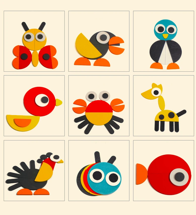 Забавная головоломка животные Детская ранняя образовательная умная деревянная