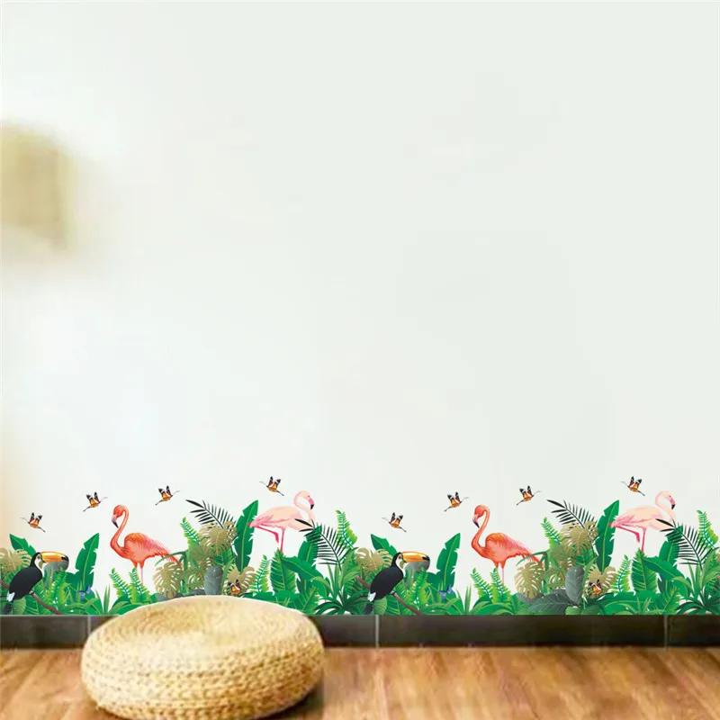 Flamingo Bird Wall Sticker For Shop Office House Baseboard Decoration Diy Waterproof Natural Scenery Mural Art Pvc Home Decals