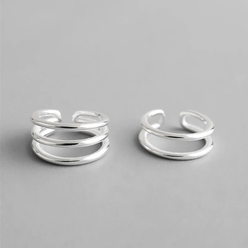 

S925 pure silve contracted line CHIC style classic double ear clip on three floors simple Brincos women fashion jewelry
