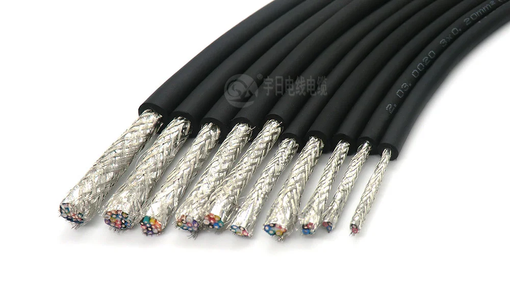 2 ядра гибкий Экранированный кабель 0,14, 0,2, 0.3mm м² Управление провода 26awg, 24awg, 22awg Луженая чистой бескислородной Медь 5 м