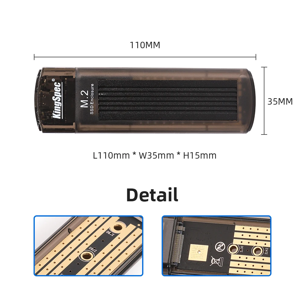 Kingspec USB 3, 1  M.2 NVME PCIe SSD HDD  -   C       2230/2242/2260/2280 SSD