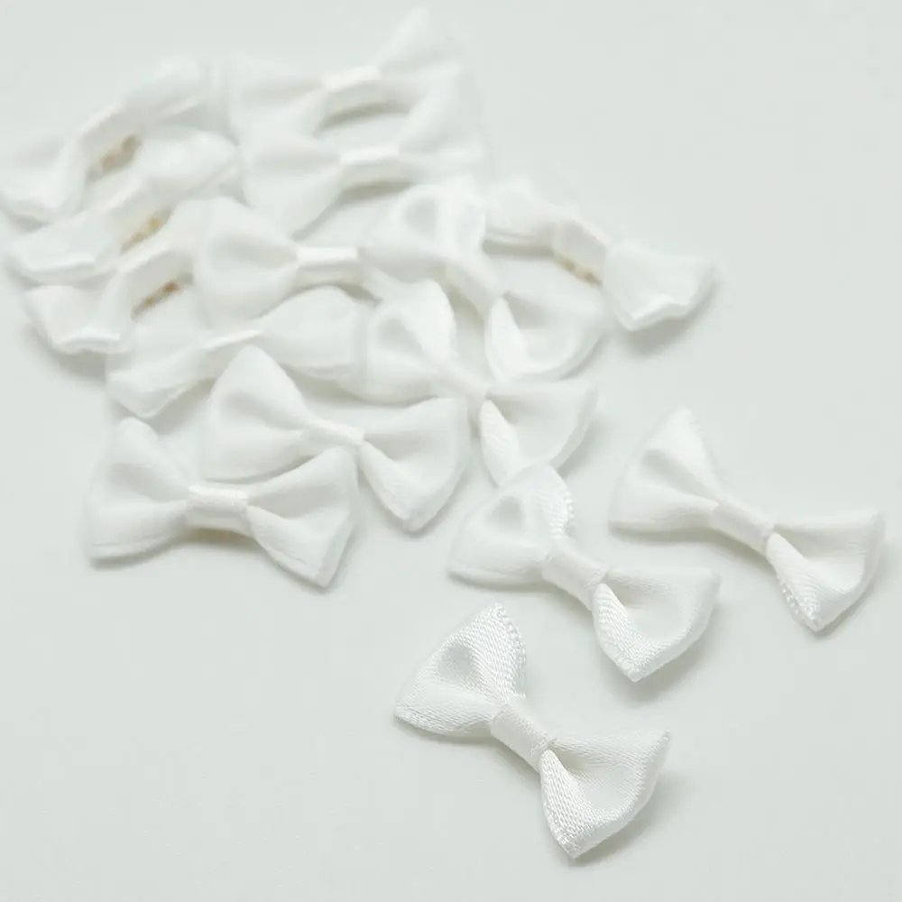 White 100 шт, 3x1,5 см, ручная работа, атласная лента, бант, Подарочная посылка, бант для свадебной вечеринки, скрапбукинг, украшение, аксессуары для рукоделия - Цвет: White