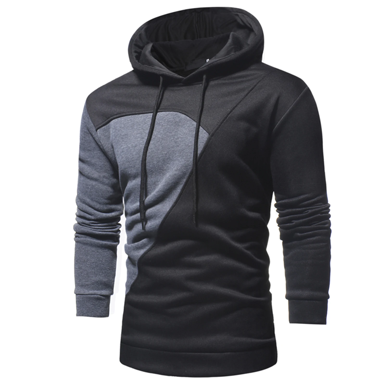 

Men Winter Casual Slims Fit Color Matching Hooded Hoodie Gyms Sports Pullover