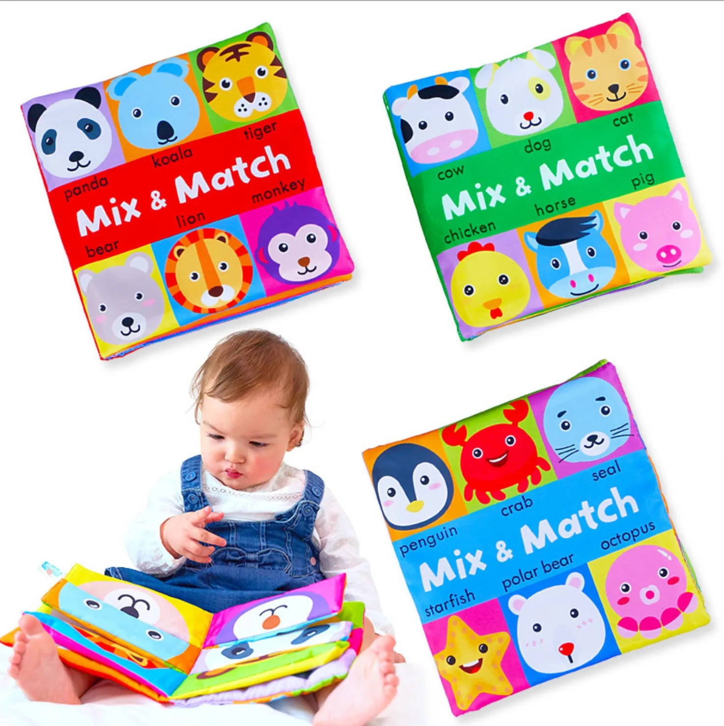 

Baby Soft Books Toys For Toddlers Colorful Mix&Match Colorful Crinkle Early Learning Educational Toys For Infant 0-24 Months^