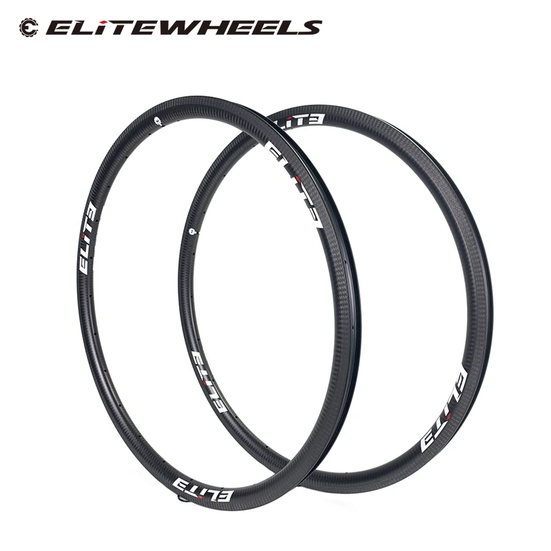 

ELITEWHEELS 700c Carbon Fiber Rims Road Bike 30*27mm Rim 3K Twill Brake Surface Clincher Tubular Tubeless For Bicycle Wheel