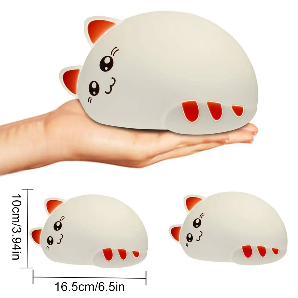 

Night Lights Cute Cat Lamp Rechargeable Bedside Baby Nursery Lamp with Multi-color Silicone Touch Sensor 7 Colors Cat Night Lamp