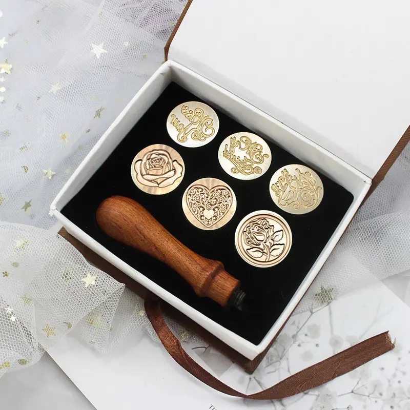 Набор для восковой печати деревянная медная головка штемпеля шт. 26 букв свадьбы |