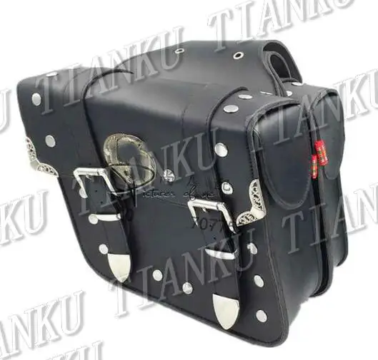 Universal Leather Side Bag Saddle Bags For Honda Shadow Spirit Sabre Aero ACE Steed VLX 400 600 1100 DLX VTX1300 1800 Magna VF |