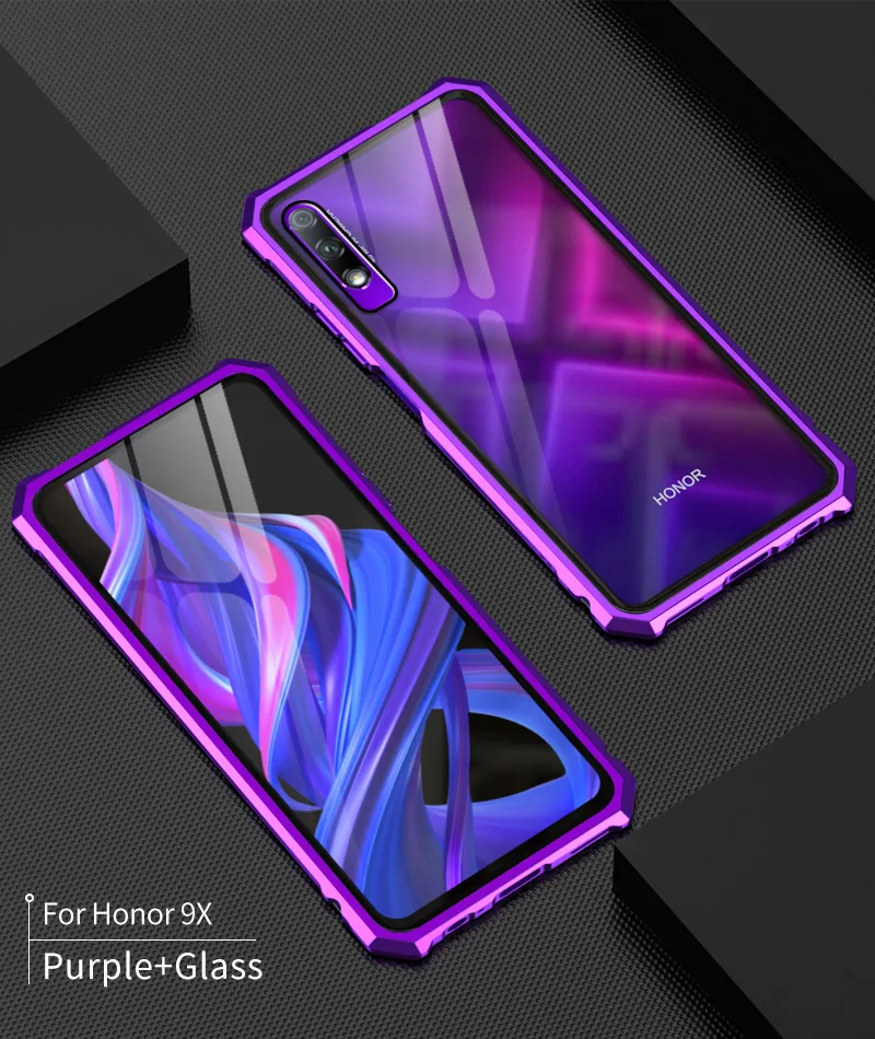 OMEVE для huawei Honor 9X чехол с металлической рамкой и закаленным стеклом задняя крышка для huawei Honor 9X Pro Чехол Honor 9X бампер чехол