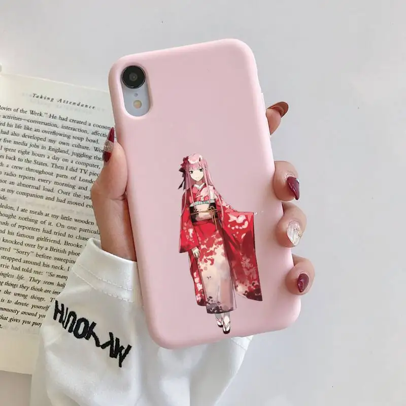 

zero two Darling in the FranXX Liquid Silicone Phone Case For iphone 11 Pro Max X XS Max XR 7 8 6 6S Plus Couples TPU Cases Capa
