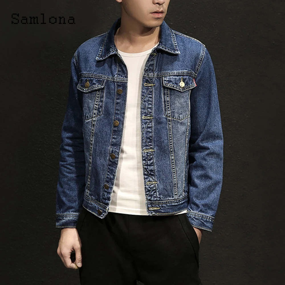 

2021 Single Breasted Mens Demin Jackets Spring Lapel Collar retro Jacket Autumn Outerwear Fashion Men Clothing Plus Size S-5XL