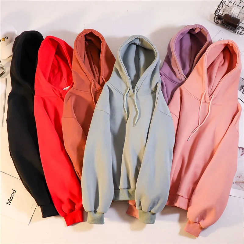 

printed Female sweatshirt Jumper tracksuit Solid Fleece Hoodie Punk High Quality Thick Women Hoodies Custom logo photo text
